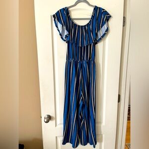 Rue 21 Juniors Blue, Striped Jumpsuit/Romper Dress Size Large